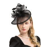 Black White Elegant Linen Fascinators Wedding Hat - FashionByTeresa